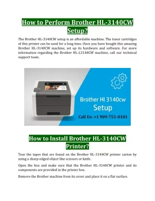 Brother HL-3140CW Setup