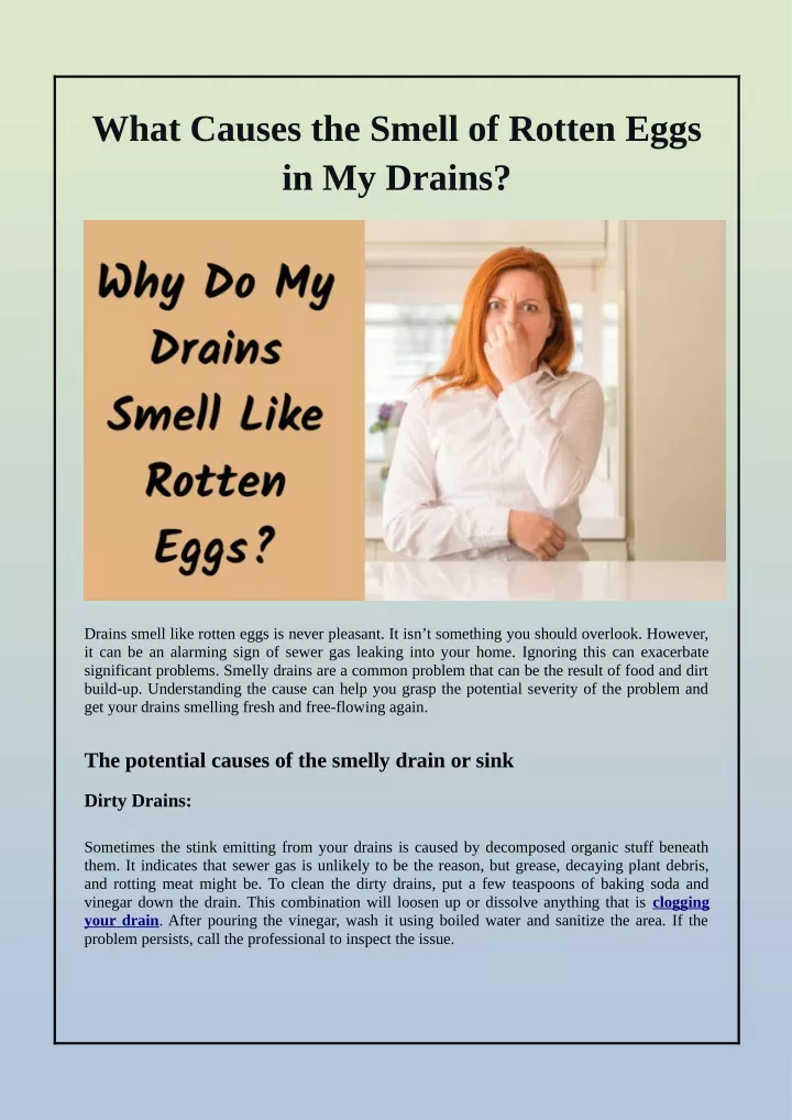 what causes the smell of rotten eggs in my drains