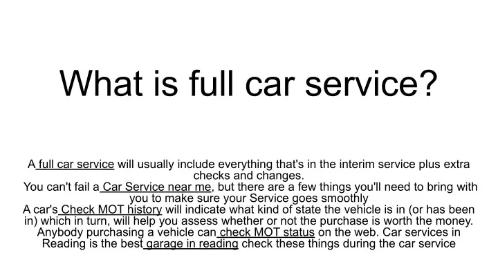 what is full car service