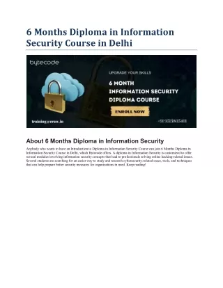 6 months diploma in information security course