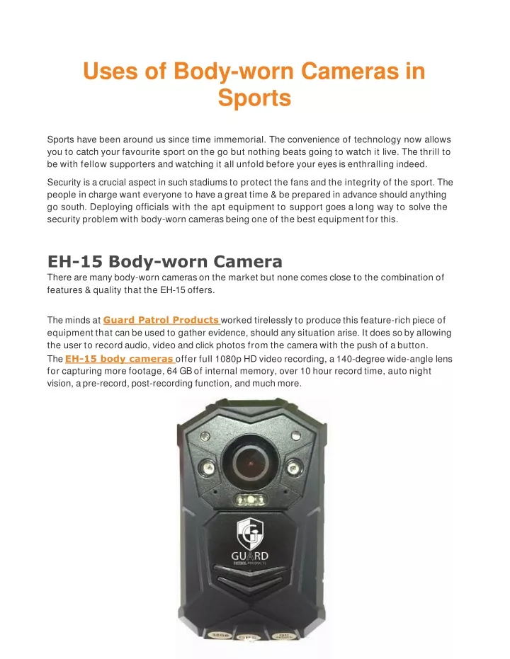 uses of body worn cameras in sports
