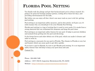 florida pool netting