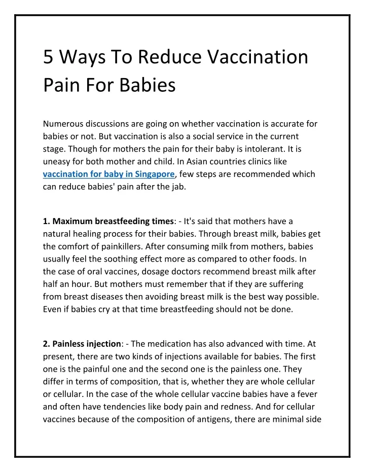 5 ways to reduce vaccination pain for babies