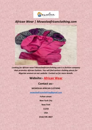 African Wear Mowolaafricanclothing