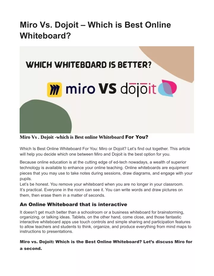 miro vs dojoit which is best online whiteboard