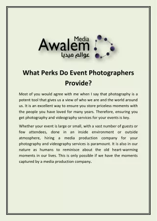 what perks do event photographers provide