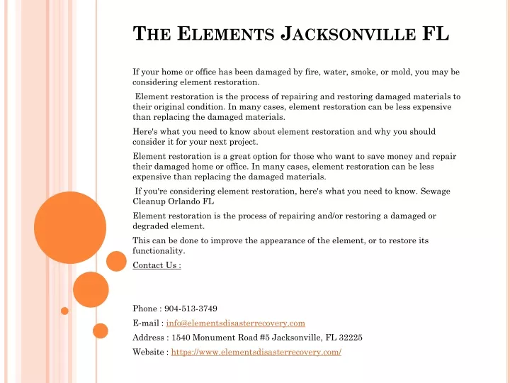 The Elements Jacksonville Fl N 