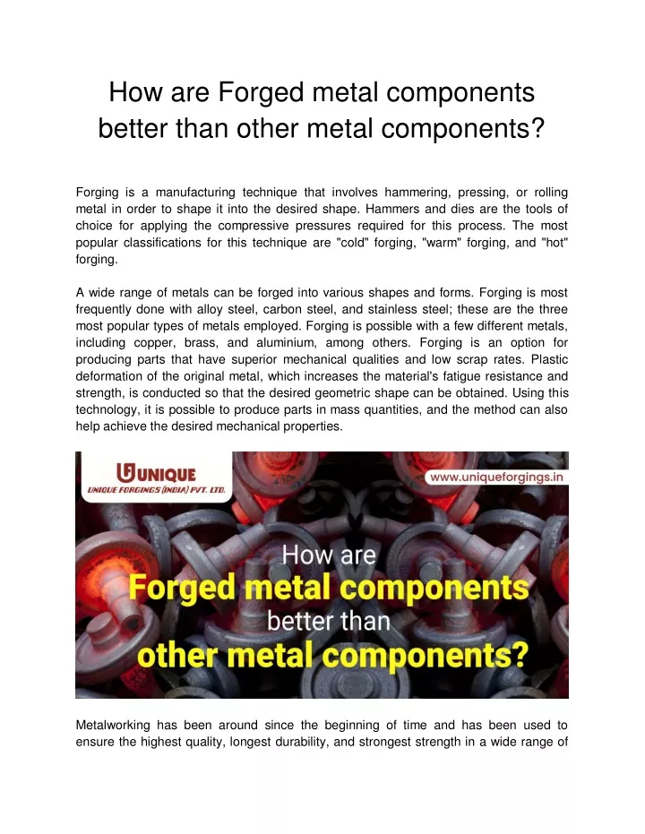 how are forged metal components better than other