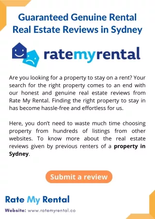 Guaranteed Genuine Rental Real Estate Reviews in Sydney