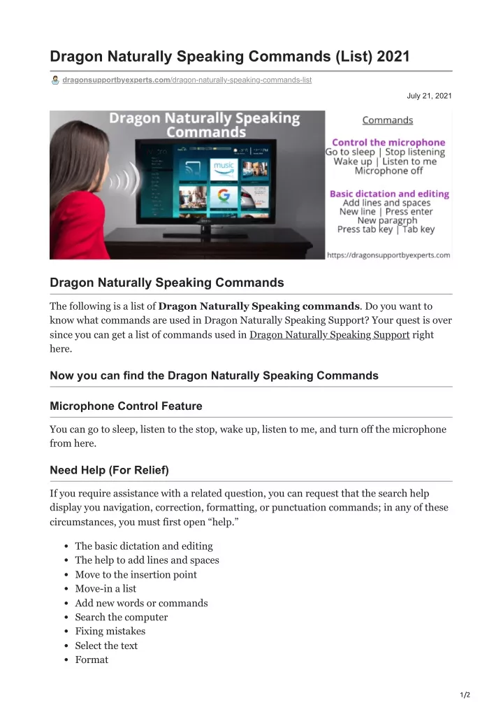 dragon naturally speaking commands list 2021