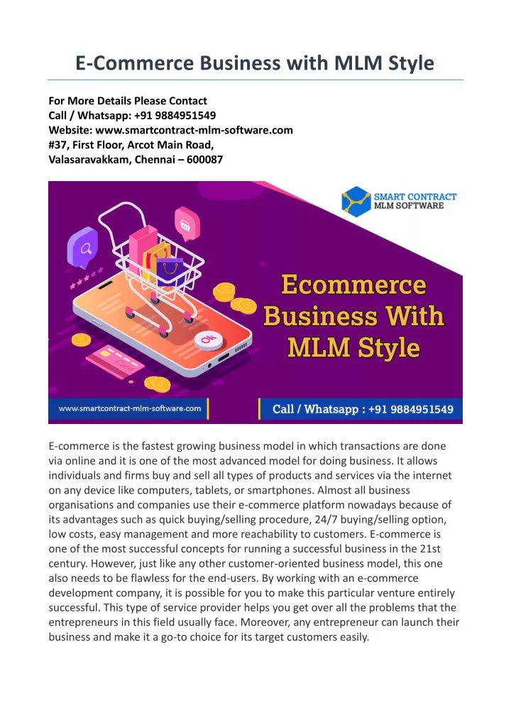 e commerce business with mlm style