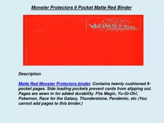 Monster Protectors 9 Pocket Matte Red Binder