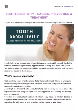 TOOTH SENSITIVITY  CAUSES PREVENTION  TREATMENT
