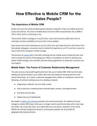how effective is mobile crm for the sales people
