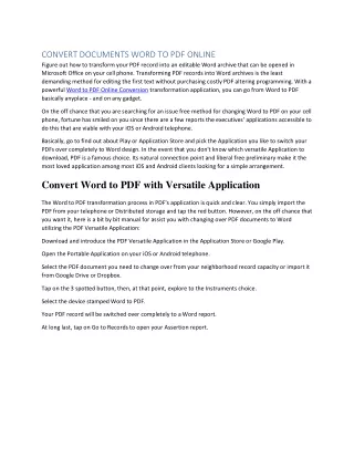 CONVERT DOCUMENTS WORD TO PDF ONLINE