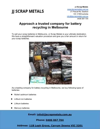 Approach a trusted company for battery recycling in Melbourne