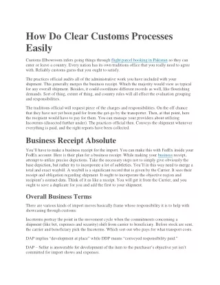 How Do Clear Customs Processes Easily