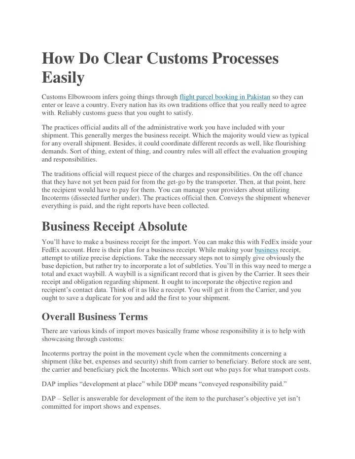 how do clear customs processes easily