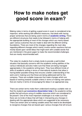 how to make notes get good score in exam