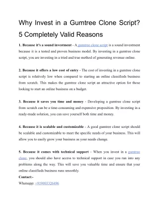 why invest in a gumtree clone script