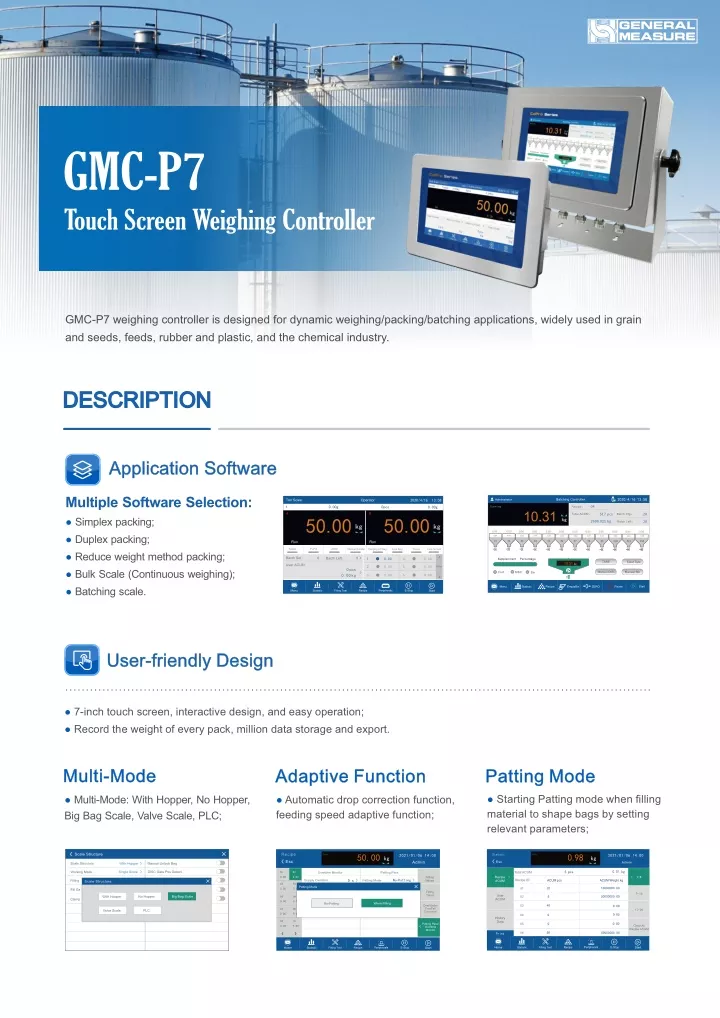 gmc p7 touch screen weighing controller