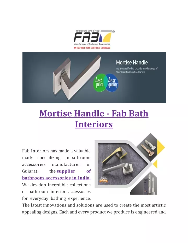 mortise handle fab bath interiors