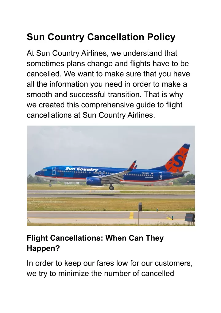 sun country cancellation policy