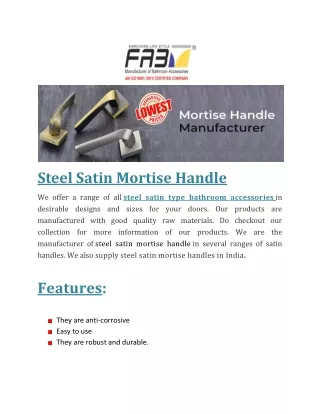 steel satin mortise handle