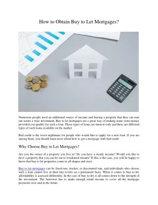 how to obtain buy to let mortgages