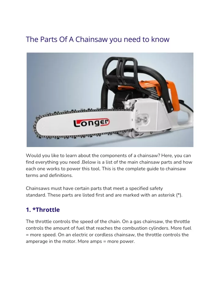 the parts of a chainsaw you need to know