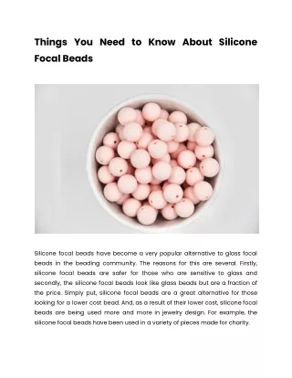 Things You Need to Know About Silicone Focal Beads