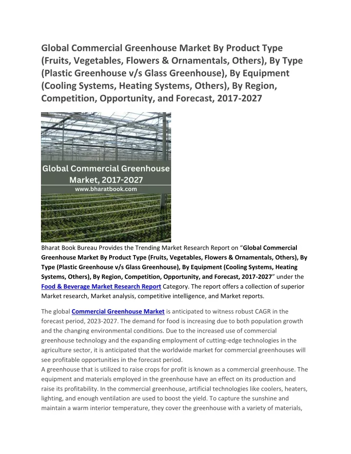 global commercial greenhouse market by product