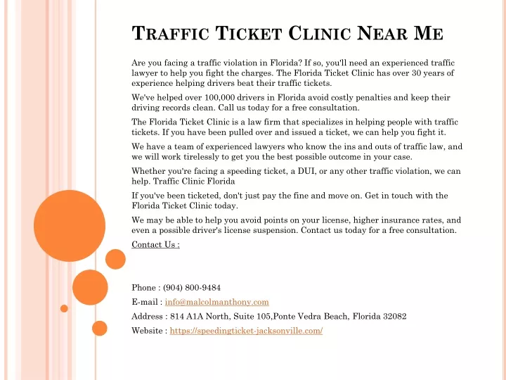 traffic ticket clinic near me