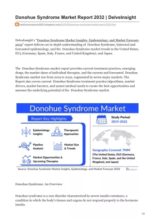 Donohue Syndrome Market Report 2032  DelveInsight