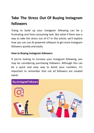 Take The Stress Out Of Buying Instagram followers
