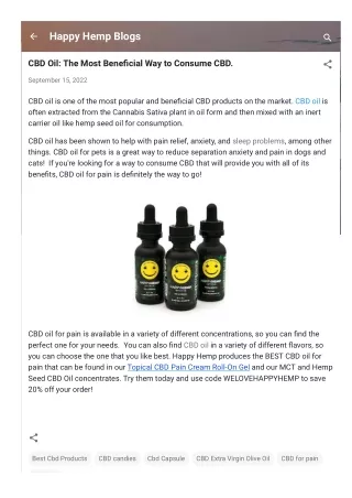 CBD Oil: The Most Beneficial Way to Consume CBD.