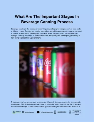 What Are The Important Stages In Beverage Canning Process