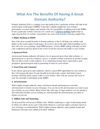 What Are The Benefits Of Having A Great Domain Authority?