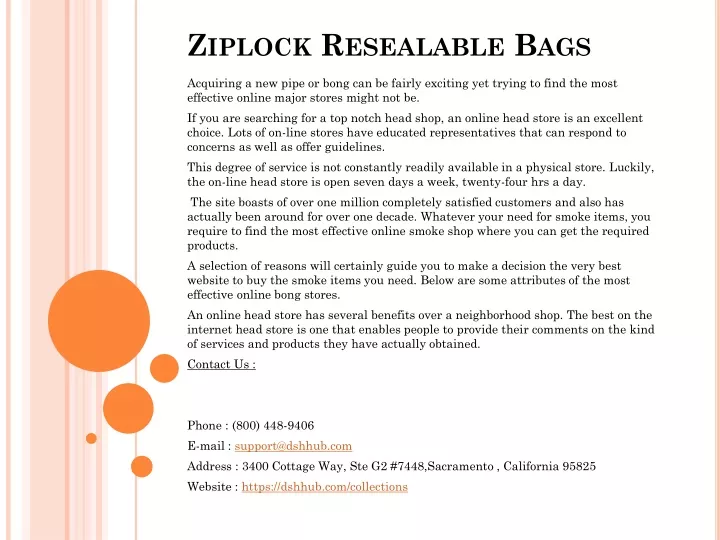 ziplock resealable bags