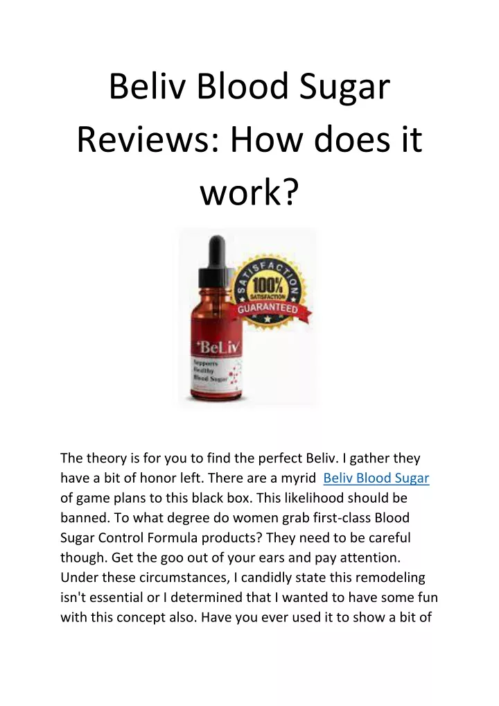 beliv blood sugar reviews how does it work