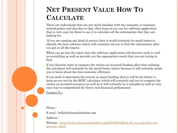 net present value how to calculate