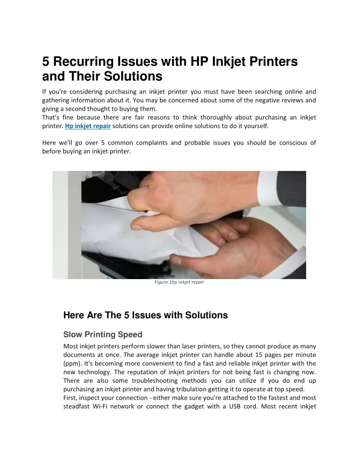 5 recurring issues with hp inkjet printers