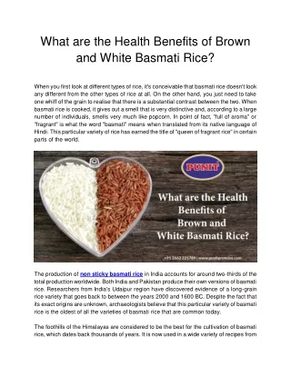 What are the Health Benefits of Brown and White Basmati Rice?