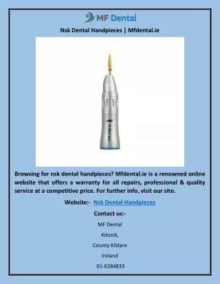 Nsk Dental Handpieces | Mfdental.ie