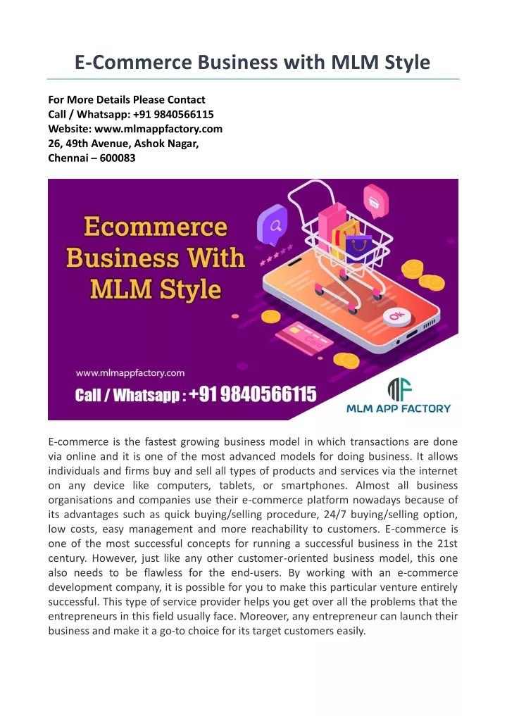 e commerce business with mlm style