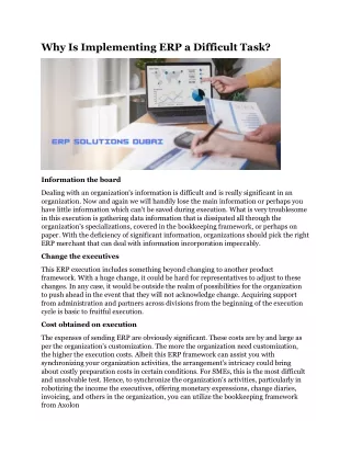 why is implementing erp a difficult task