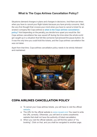 what is the copa airlines cancellation policy