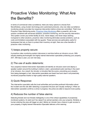 Proactive Video Monitoring: What Are the Benefits?