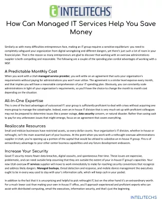 How Can Managed IT Services Help You Save Money
