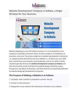 Website Development Company in Kolkata, a Single Window for your Business.